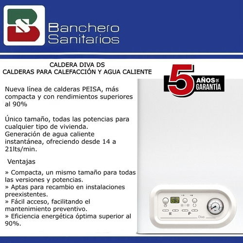 Imagen 2 de 10 de Caldera Peisa Diva 32 Ds Dual X 32000kcal Tiro Forzado