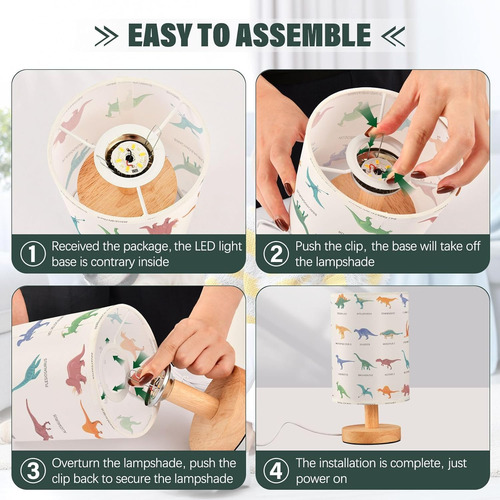 Lámpara De Mesa De Noche Con Diseño De Dinosaurio En Blanco