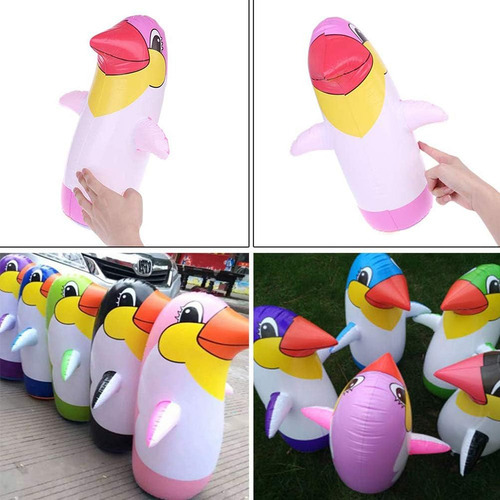 3pz Pingüino Grande 45cm Inflable Juguete Infantil Box Saco