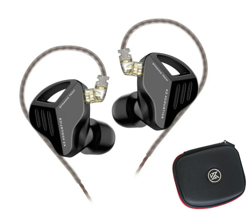 Audífonos Kz Zvx Color Negro Sin micrófono para monitoreo con estuche