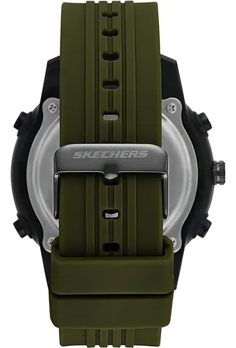 Skechers ® Reloj Digital Analógico Ligero Cuarzo Sr5155 Dht Color Del Fondo Negro Color De La Correa Verde Color Del Bisel Negro