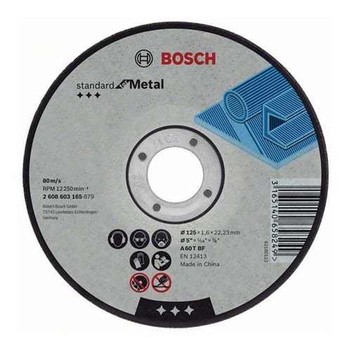 Disco De Corte Bosch  Bosch 115mm X 1.6mm Para Amoladora