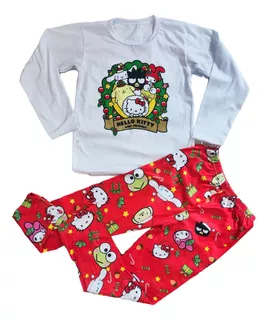 Pijama Navideña De Hello Kitty Niño Y Niña 2pzas M L Pant