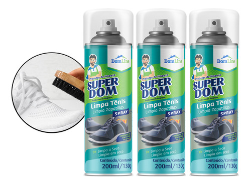 Limpa Tenis A Seco Desengraxante Sapato Couro 200ml - 3 Un