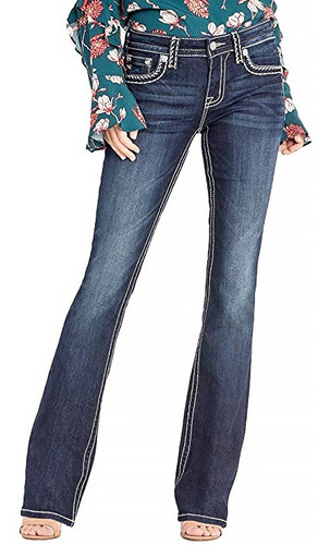 Calça Miss Me Jeans Dark Wash Border Bootcut Jean M5014b291