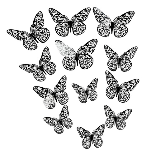 Adhesivos De Pared, 12 Unidades, Con Forma De Mariposa Hueca