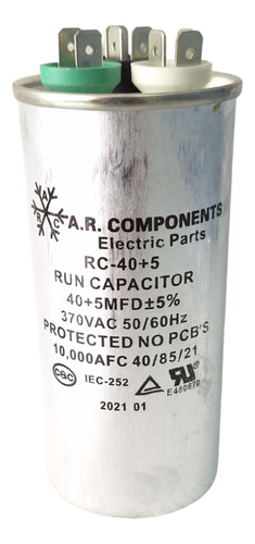 Capacitor De Marcha A.r.components 40+5mfd X 370vac