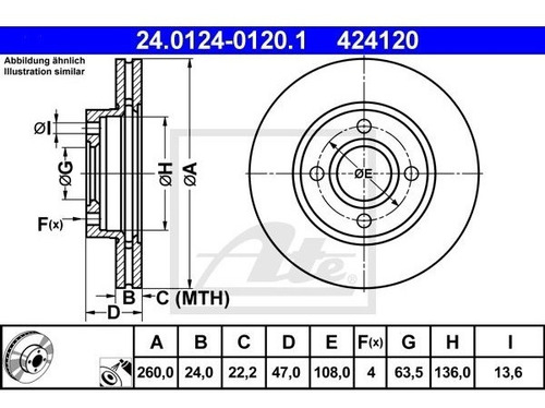 Discos Delanteros Ford Mondeo I 1993 Sedan 1.6 I 16v 89hp