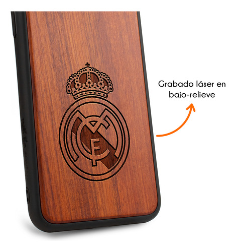 Funda Para iPhone Real Madrid Madera Grabada Futbol Case