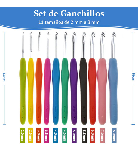 Crochet Kit 11 Tallas, Gganchos Para Tejer Ergonómicas Con