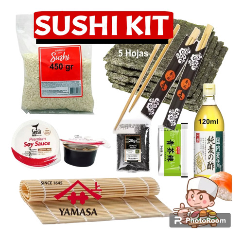 Kit De Sushi 8 Elementos 5 Rollos Supercompleto