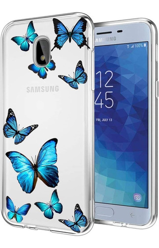 Funda Para Samsung Galaxy J3, Transparente/mariposa/delgada