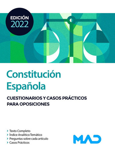 Libro Constitucion Espaã¿ola Cuestionarios Y Casos Practi...