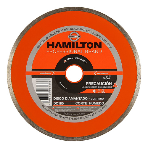 Disco Continuo Diamantado 180mm Hamilton Dc180