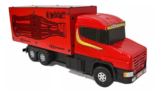 Caminhão Baú Coca Cola Madeira E Plastico Brinquedo 26x70cm