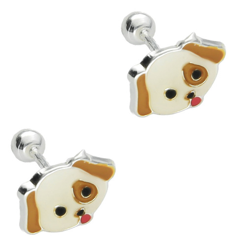 Aretes Broquel Perritos Esmalte En Plata .925 Taxco