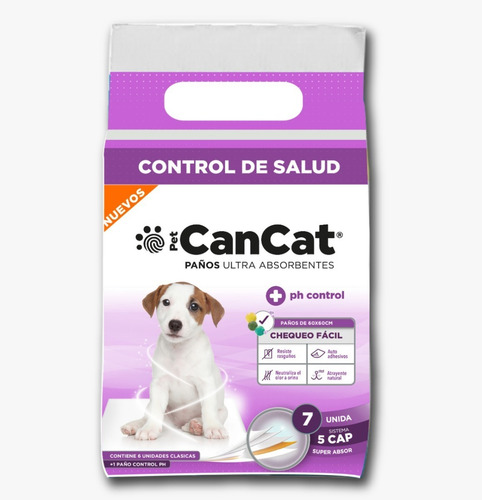 Imagen 1 de 10 de Paños Pañales Entrenamiento Perro 60x60 Cancat X7 Control Ph
