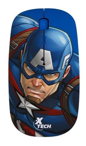 Mouse Inalámbrico Xtech Marvel Capitán América Usb Color Negro