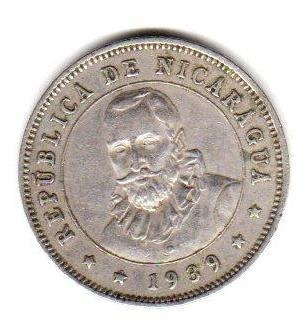 Moneda De Nicaragua Año 1939 De 25 Centavos Muy Buena