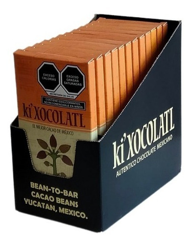 12 Chocolates Ki Xocolatl Con Leche 36% Cacao, Sin Azucar