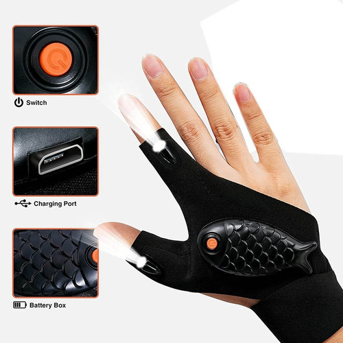 3 Pares De Guantes De Luz Nocturna Con Linterna Led