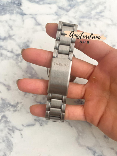 Reloj Tressa Hombre Modelo Oporto Romanos ..amsterdamarg.. Malla Plateado Bisel Plateado Fondo Dorado Romanos