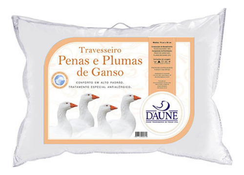 Travesseiro Pena De Ganço Verdadeiro 80% Penas E 20% Plumas