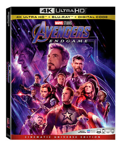 Avengers Endgame Bluray + 4k Uhd + Slipcover Holografico