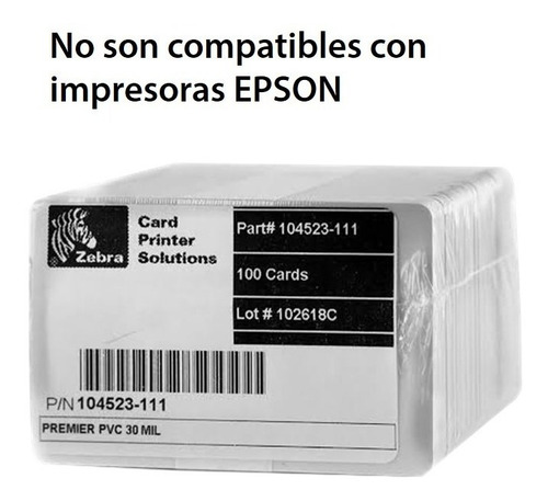 Imagen 2 de 6 de 100 Tarjetas De Pvc Zebra Originales Para Credenciales