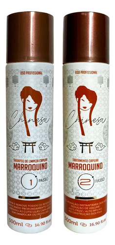 Kit Escova Progressiva Marroquina Chinesa Cosmeticos 2x500ml Cor De Cabelo Qualquer Cor Fragrância Do Tratamento Moderada