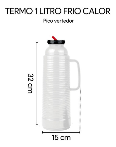 Ampola térmica de vidro térmico de 1 litro com bico branco Matero