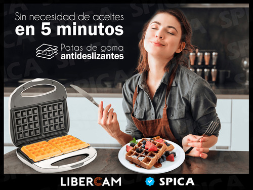 Waflera Electrica Maquina Waffle Spica Sp-1440 Antiadherente Color Blanco