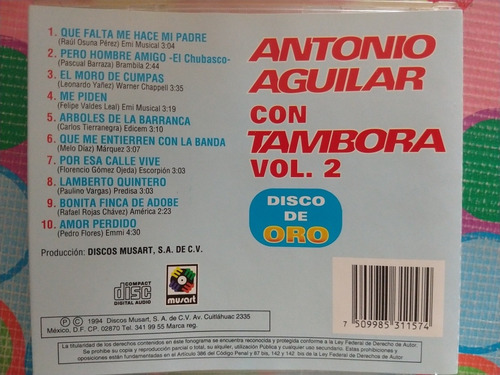 Antonio Aguilar Cd Con Tambora Vol.2 W | Meses sin intereses