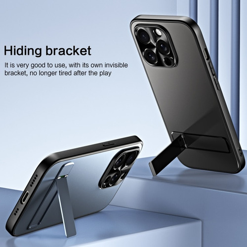 Capa De Celular Galvanizada Fosca Com Suporte Para iPhone