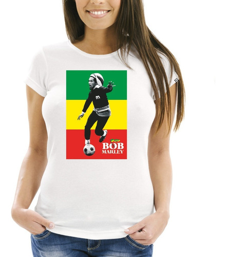 Remeras Mujer Bob Marley Reggae Futbol 1 Digital Stamp Dtg