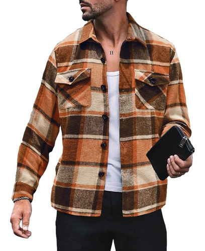 Chaqueta De Polera A Cuadros Abrigo Casual Para Hombre