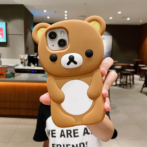 Funda 3d Dibujos Animados Marrón Pequeño Silicona Phone Case
