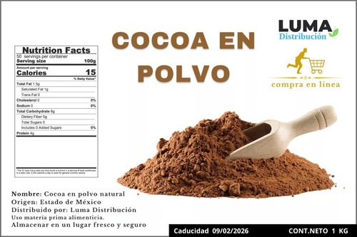 Cocoa En Polvo 3 Kg 100% Natural.