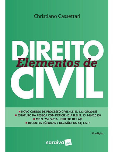 Elementos De Direito Civil, De Christiano Cassetari. Editora Saraiva Em Português