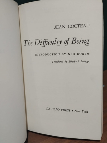 The Difficulty Of Being - Jean Cocteau - Inglés (Usado)