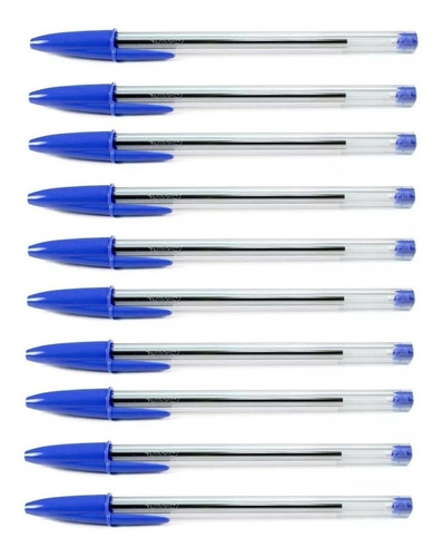 Caneta Bic Cristal Esferográfica 1.0 Azul Media Com 10 Unid