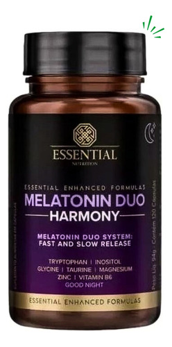 Suplemento Em Cápsulas Essential Nutrition Melatonin Duo Harmony Em Pote De 94g 120 Un