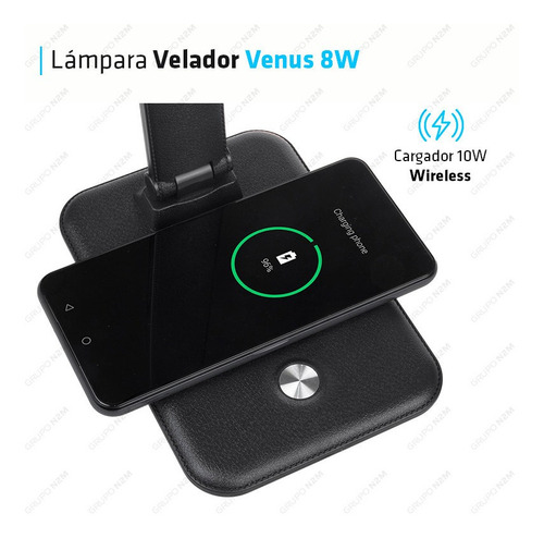Velador Led De Mesa Táctil Dimeable Carga Inalámbrica Venus