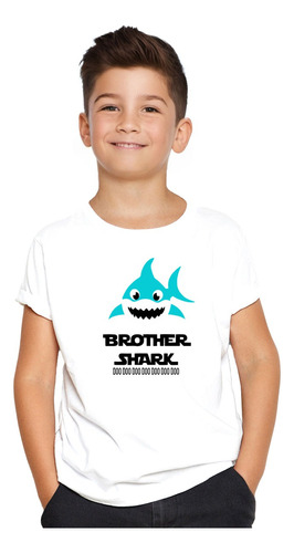 Polera Estampada Baby Shark Brother Shark Familia Tiburon 