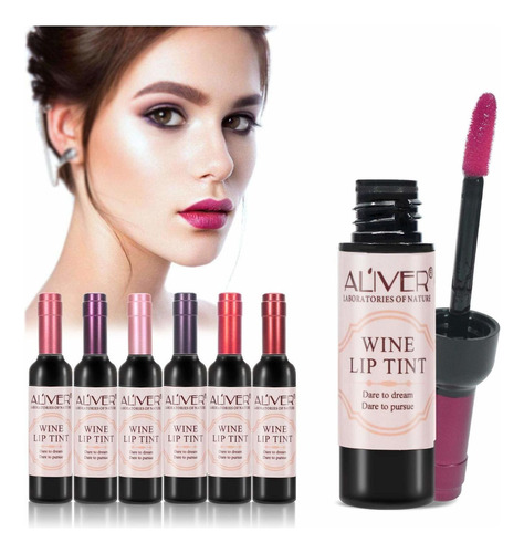 6 Colores/set Vino Lapiz Labial Mate Larga Duracion Imperm