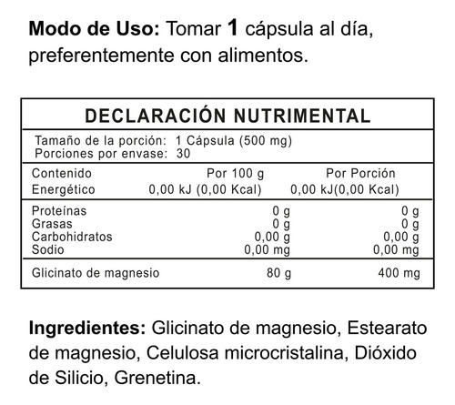 Glicinato De Magnesio® 30 Cápsulas Dormir Mejor Y Relajación