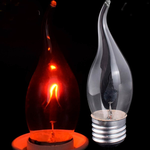 Imagem 4 de 7 de Kit/2 Lâmpada Vela Chama Decorativa 3w 220v E27 Neon Flicker