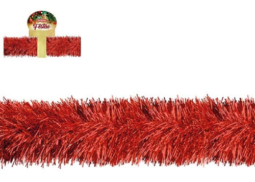 Festão Decoração De Natal Metalizado 2 Metros Luxo Cor Vermelho Fino