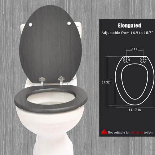 Asiento De Inodoro Alargado De Cierre Suave Antiarañazos