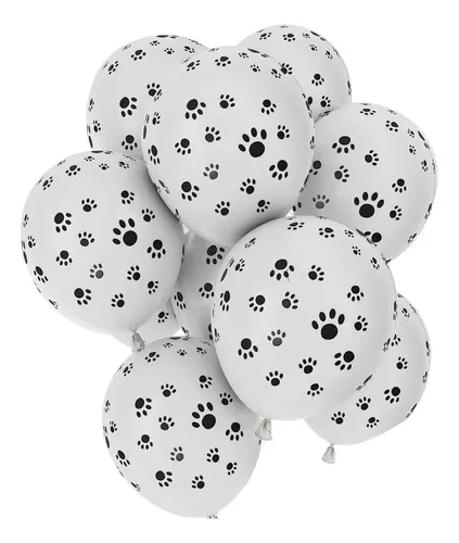 Globo De Latex Blanco Con Huellitas Perro Paw Patroll X20 Un Blanco Huellitas
